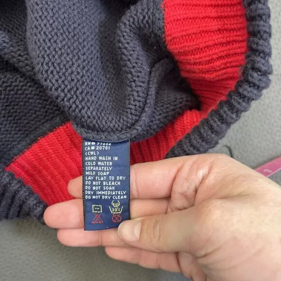 Tommy Hilfiger Vintage Navy Blue Rib Knit Pullover Sweater Mens Large Logo Chrty - Picture 12 of 15